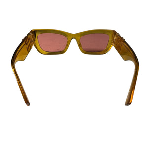 Miu Miu Bold Gold Rectangle Frame Sunglasses