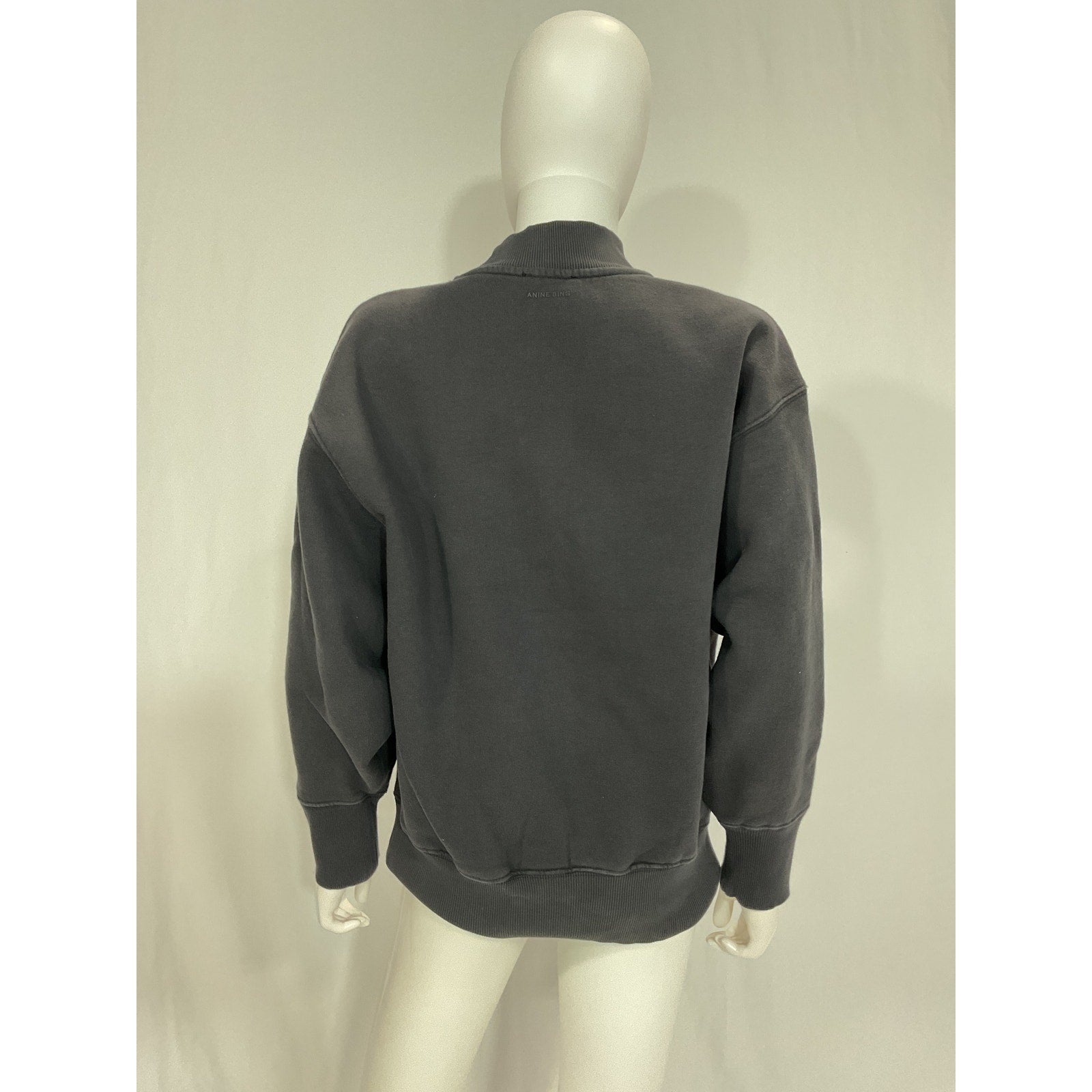 Anine Bing 'Bradie' Black Cotton Drop Shoulder Logo Sweatshirt Bing Size XS