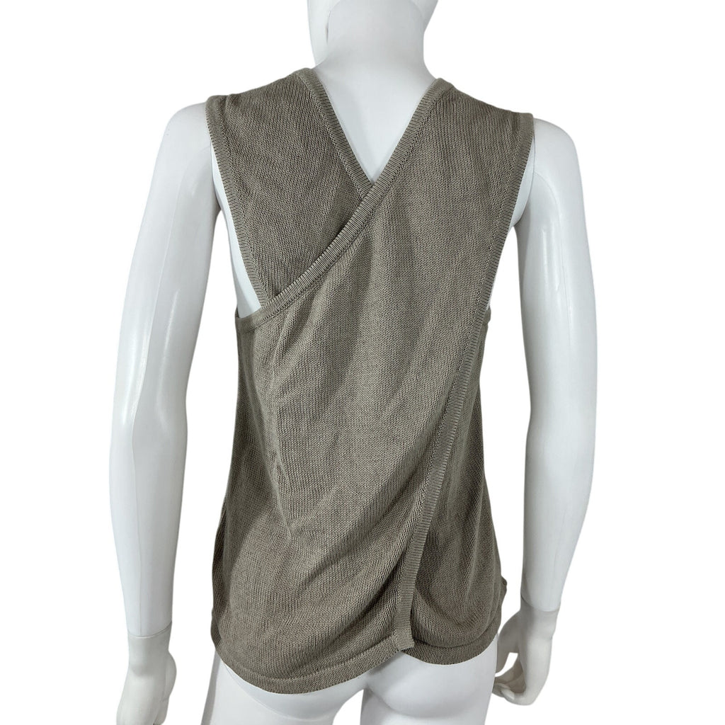 Tibi Cotton Criss Cross Grey Cotton Sleeveless Sweater Size M