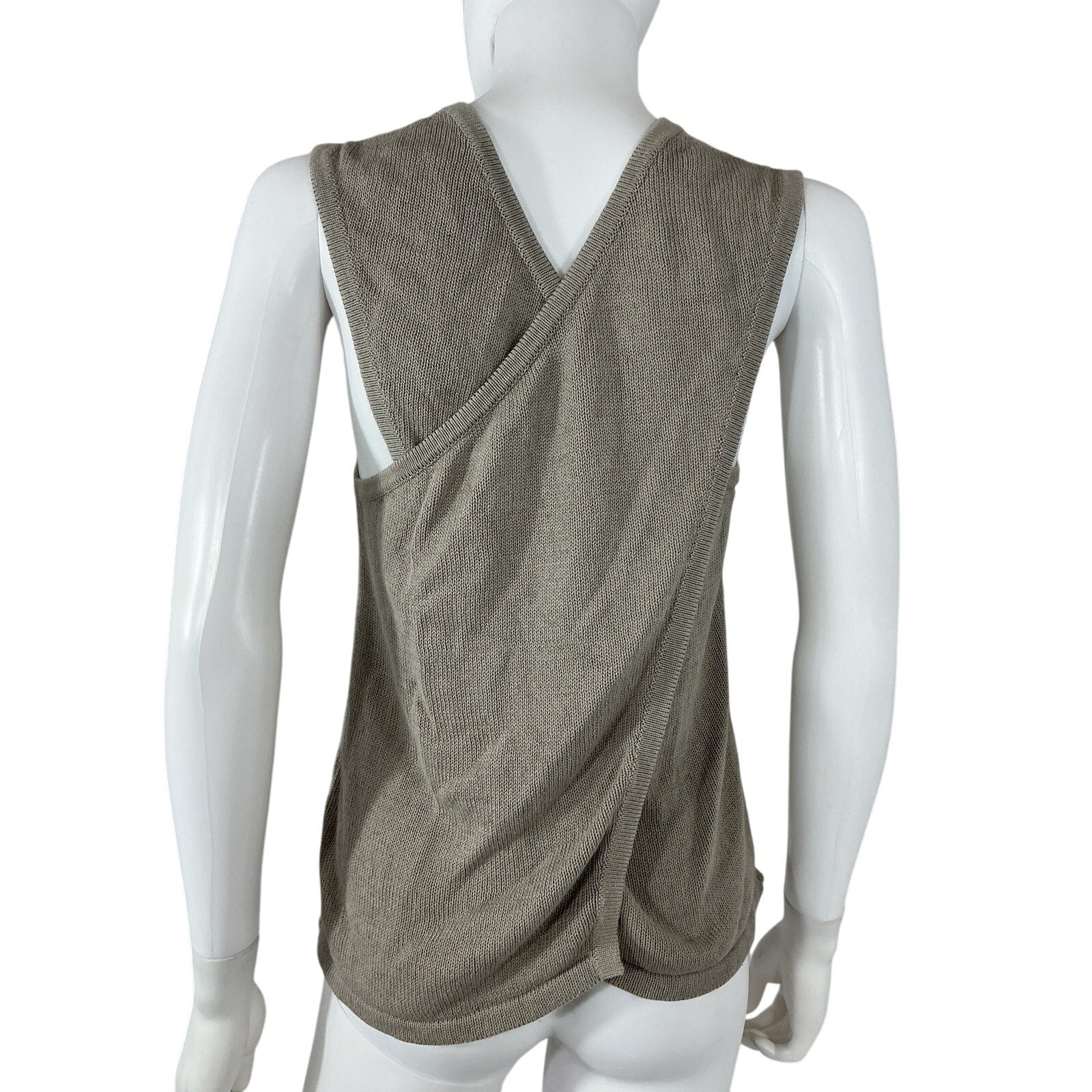 Tibi Cotton Criss Cross Grey Cotton Sleeveless Sweater Size M