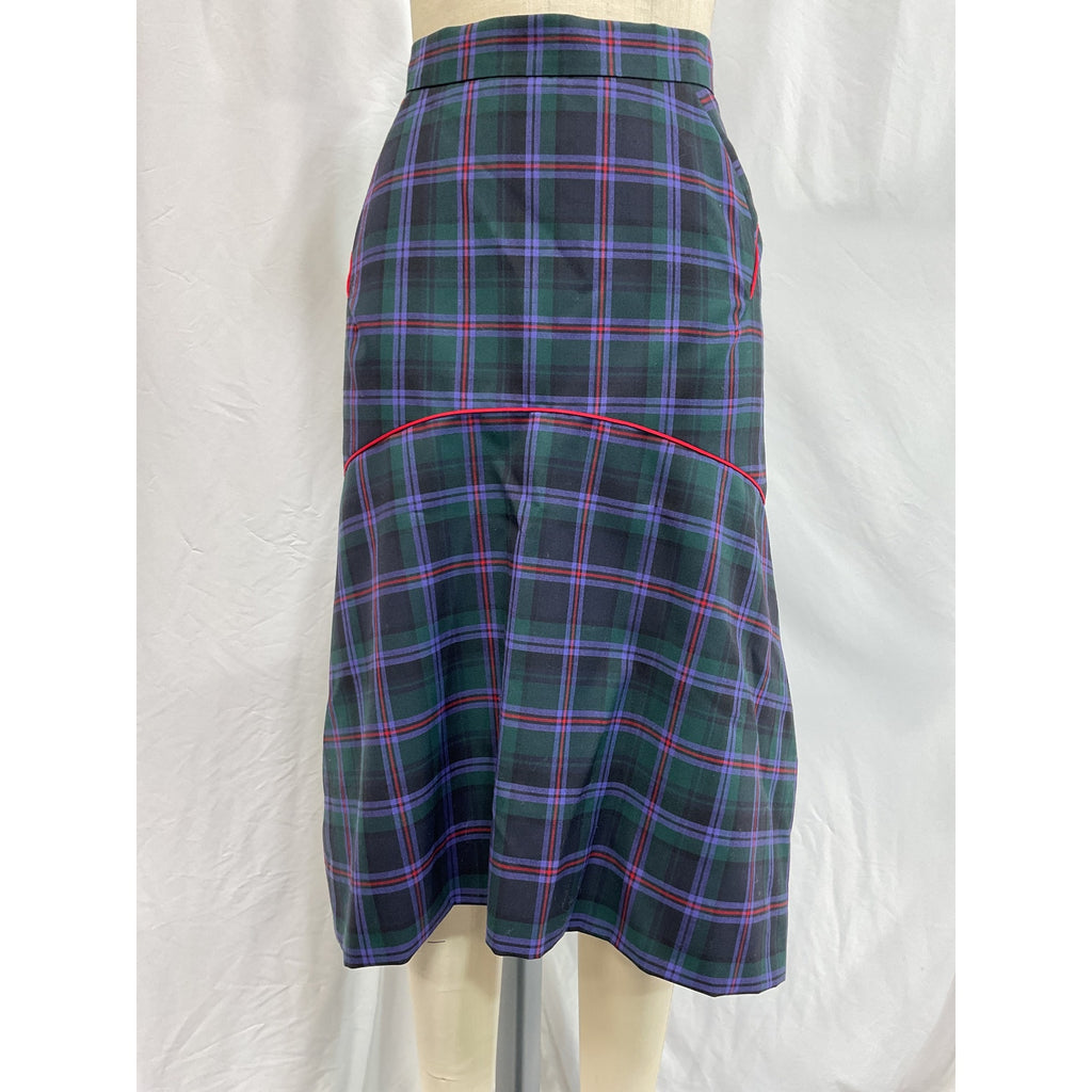 Vivienne Westwood 'Phoenix' Green Wool Tartan-Print Mid-Length Skirt Size 40