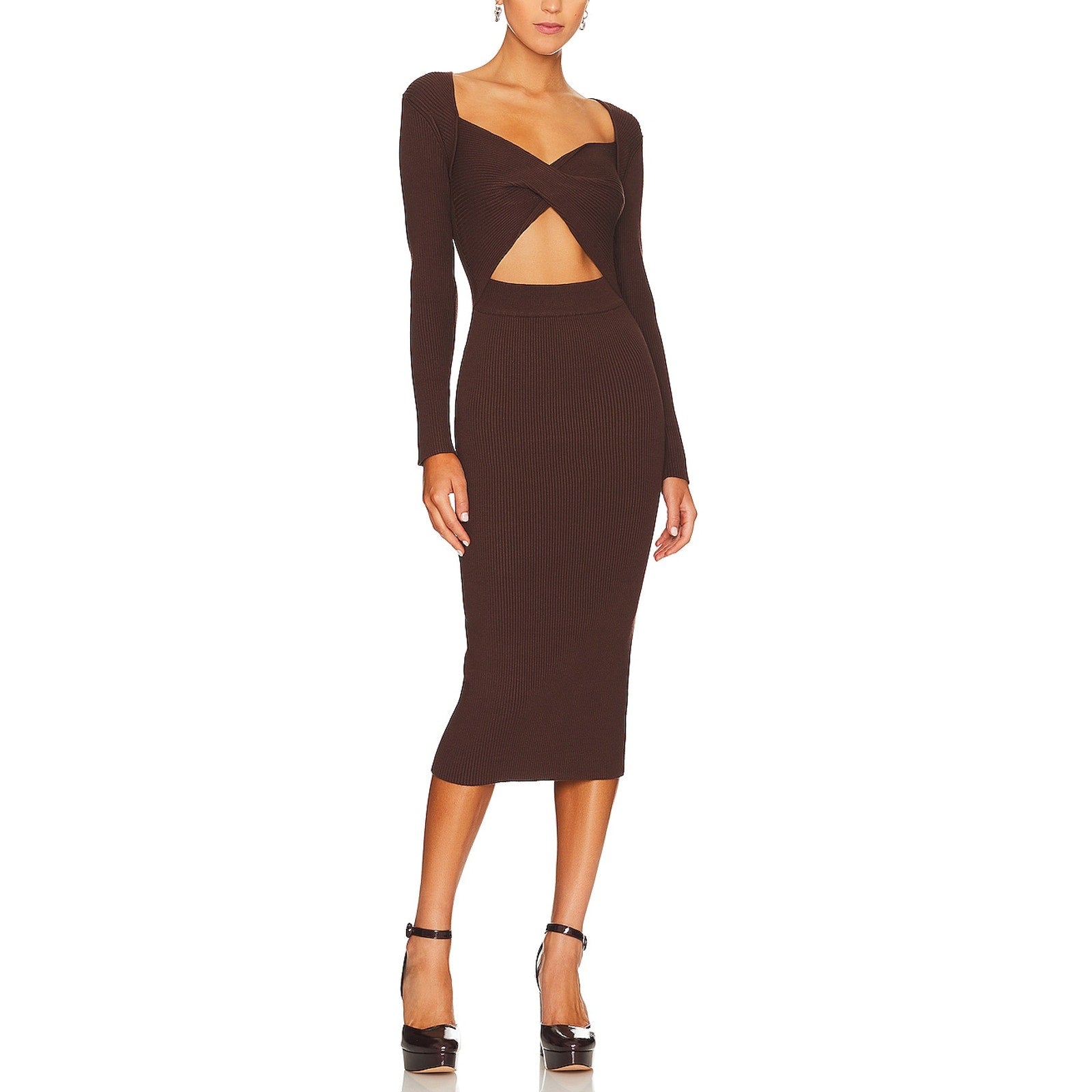 Line & Dot 'Avril' Brown Viscose Dress Size S - NWT