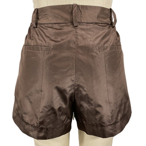 Valentino Silk Deep Chocolate Tailored Shorts Size IT 40 / US 4