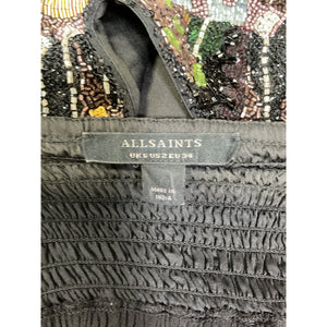 Allsaints 'Jamilia' Green Gene Embellished Top Size 2
