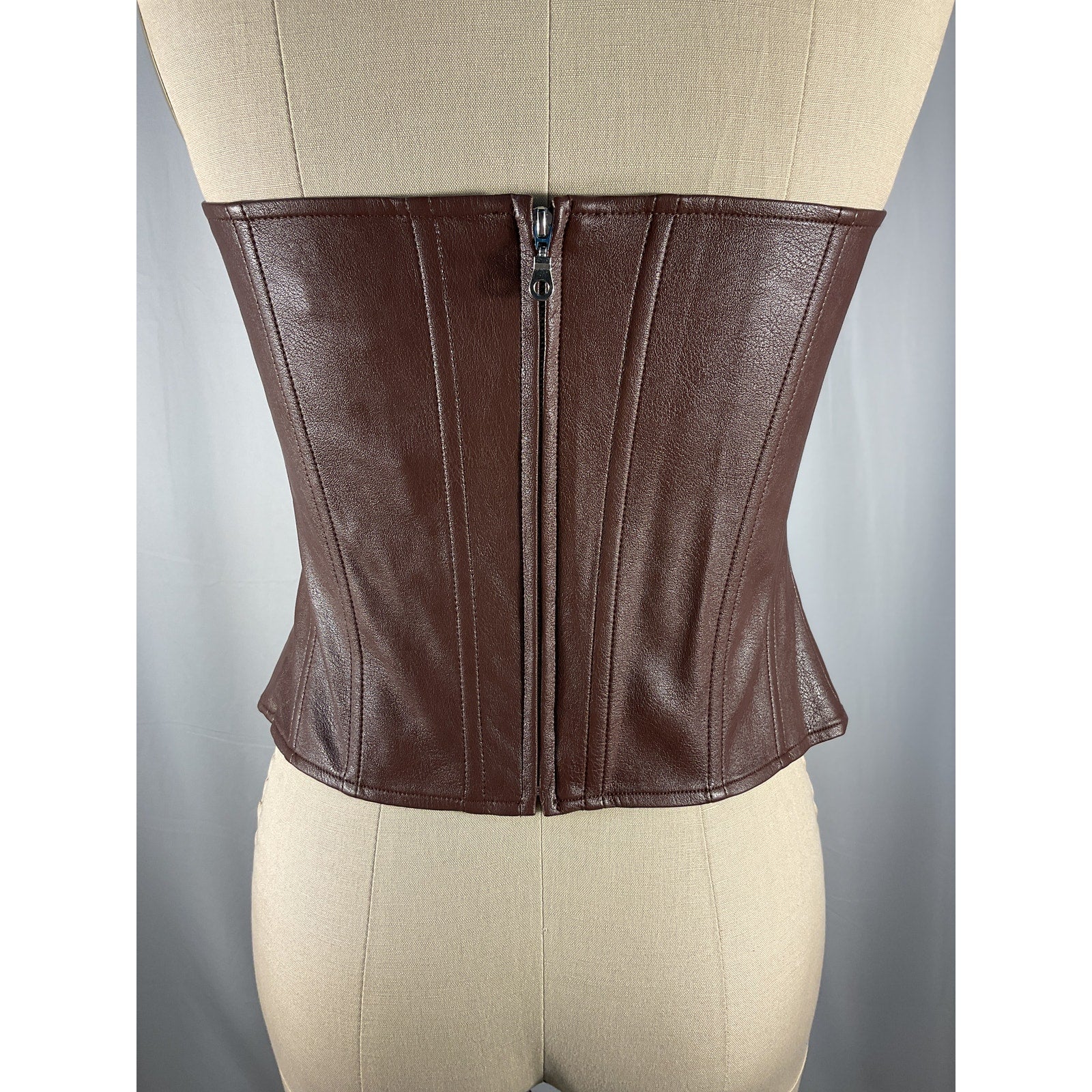 Miaou 'Leia' Brown Polyurethane Corset Top Size M - NWT