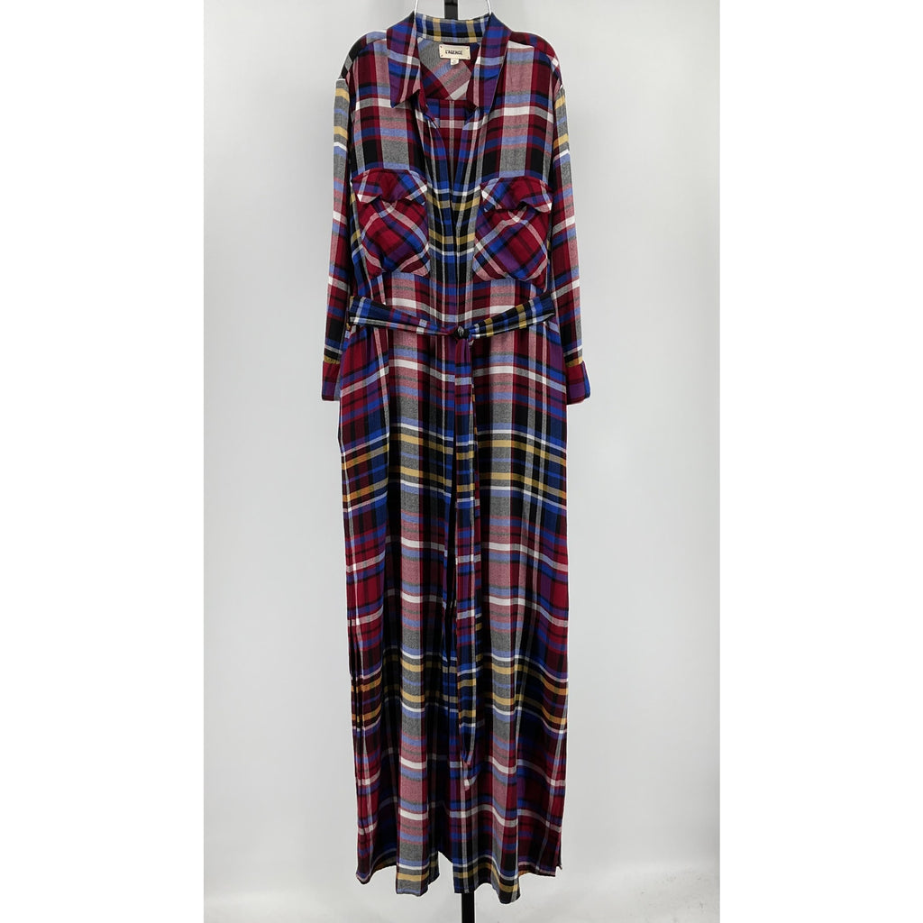 L'Agence 'Cameron' Blue Viscose Long Shirt Dress Size S