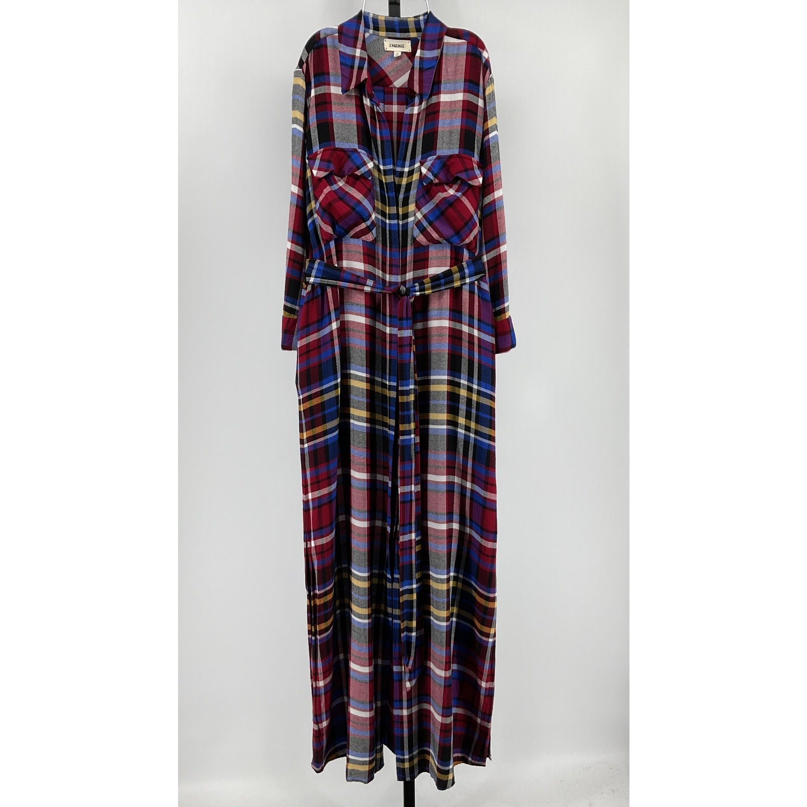 L'Agence 'Cameron' Blue Viscose Long Shirt Dress Size S