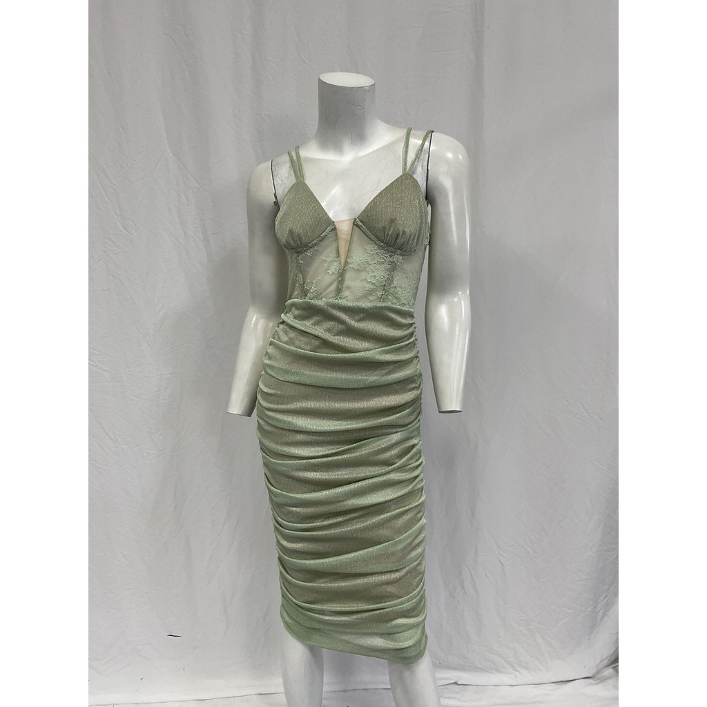 Michael Costello x Revolve 'Lulee' Green Polyester Midi Dress Size S