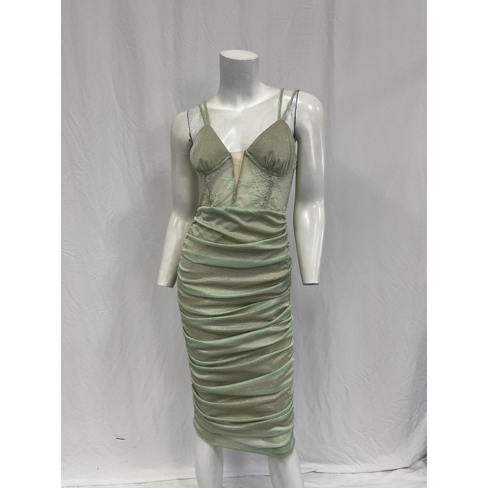 Michael Costello x Revolve 'Lulee' Green Polyester Midi Dress Size S