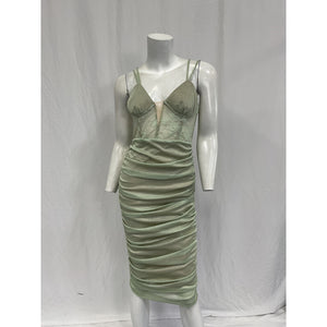 Michael Costello x Revolve 'Lulee' Green Polyester Midi Dress Size S