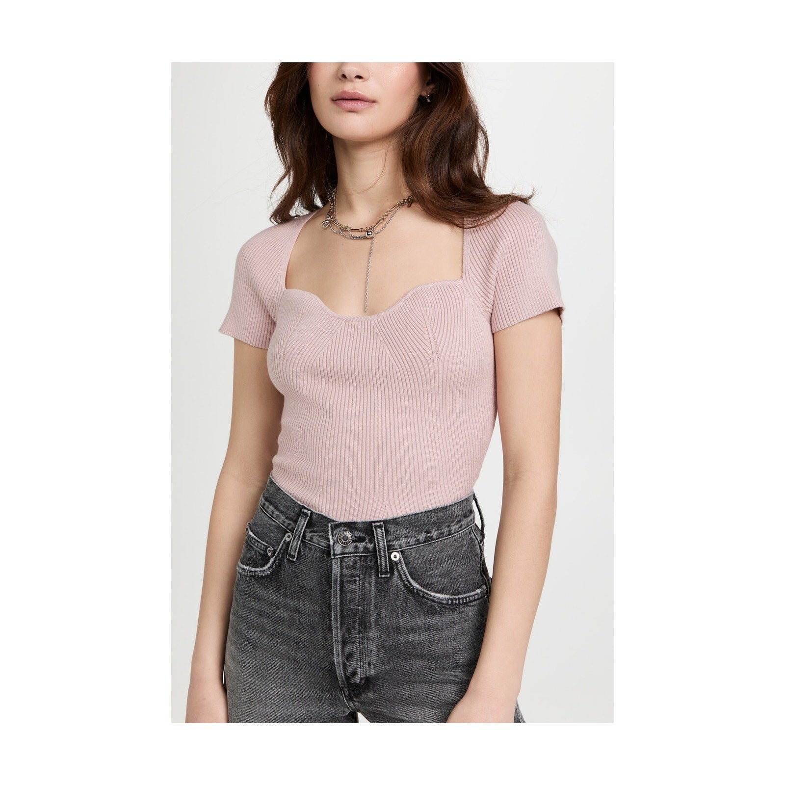 Pistola Denim 'Tiff' Pink Sweetheart Neck Sweater Size L