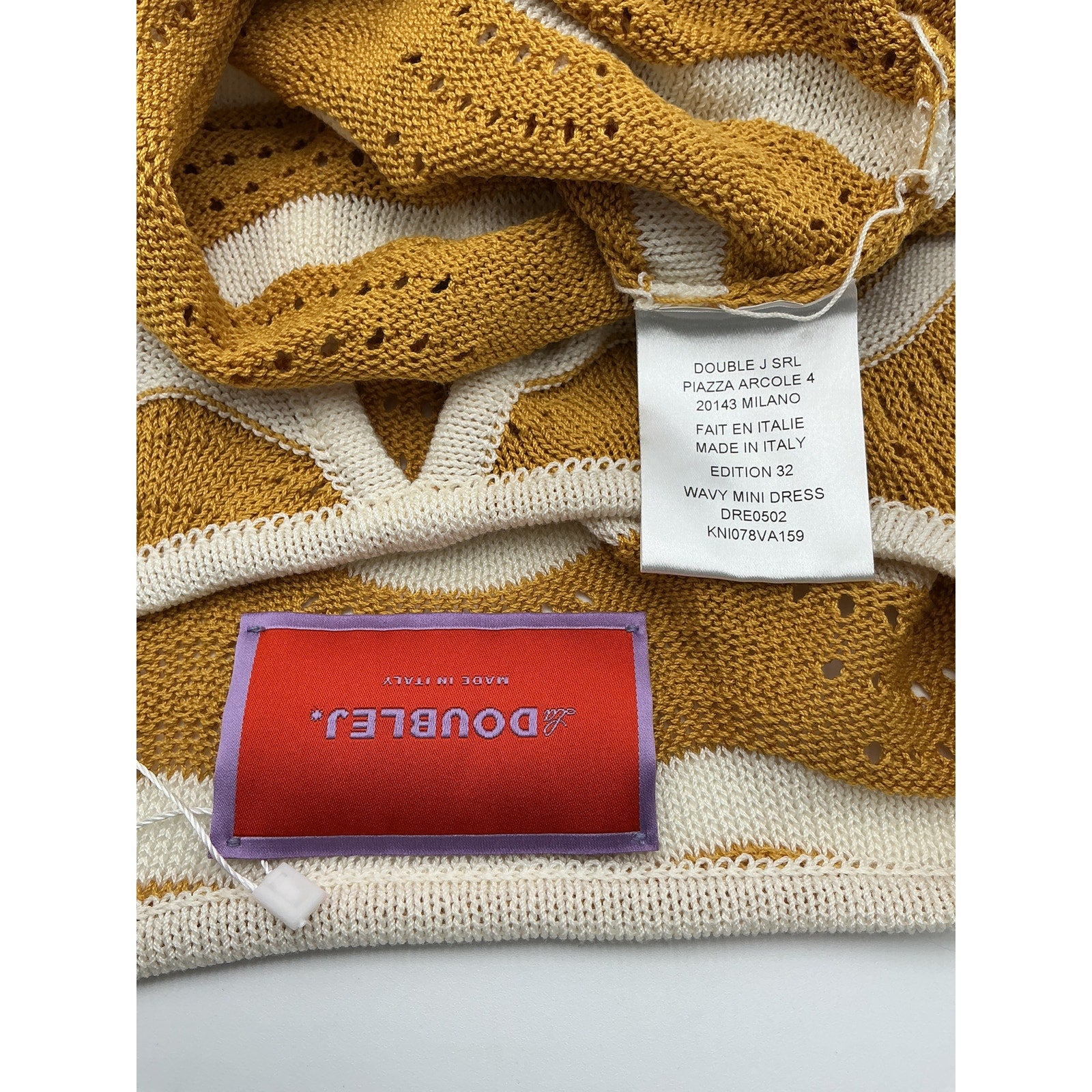 La Doublej 'Wavy' Tan Cotton Crochet Mini Dress Size XS