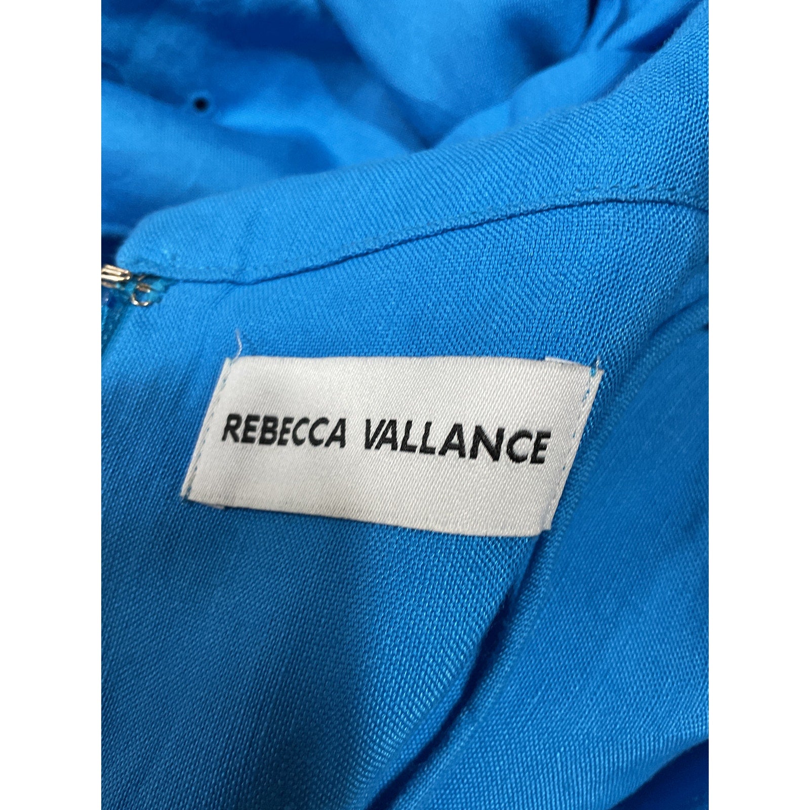 Rebecca Vallance 'Isidora' Blue Sleeveless Belted Linen & Cotton Midi Dress Size 2