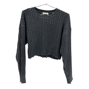 Sandro Cropped Black Knit Sweater Size 1