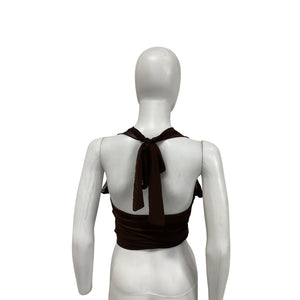 Majorelle 'Charlize' Brown Nylon Halter Top Size XS