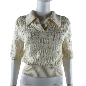 Helmut Lang Open Knit Ivory Taylor Crop Sweater Size M