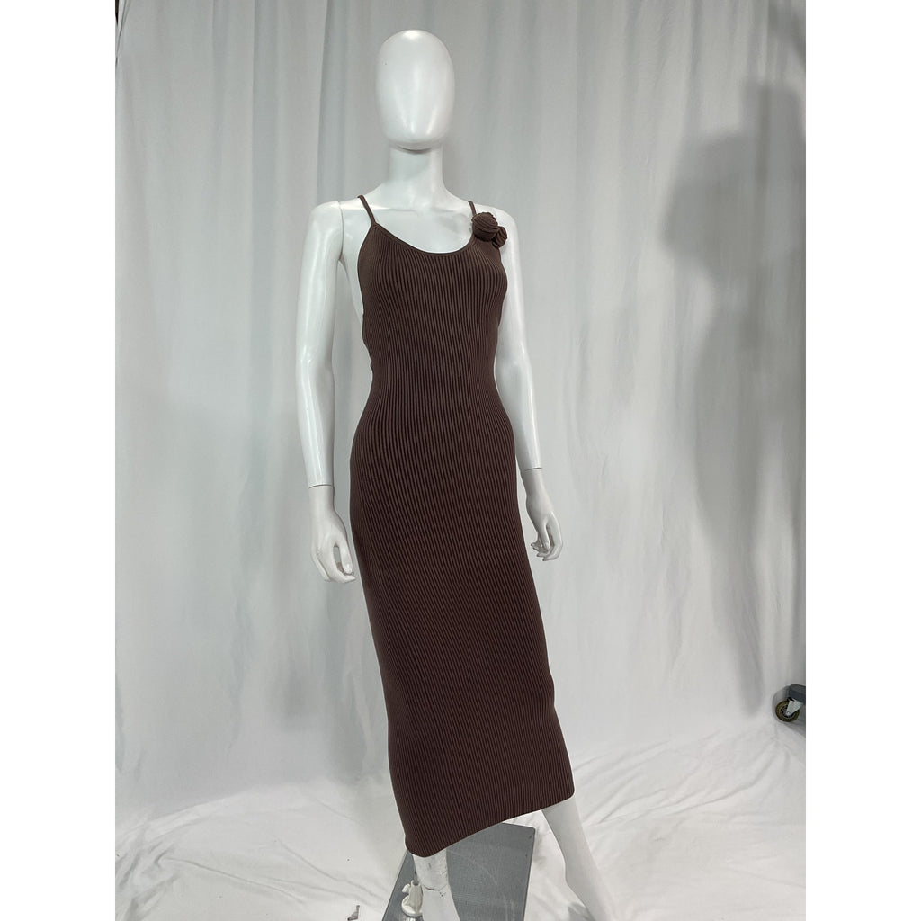Lpa 'Dara' Brown Rosette Midi Dress Size XS