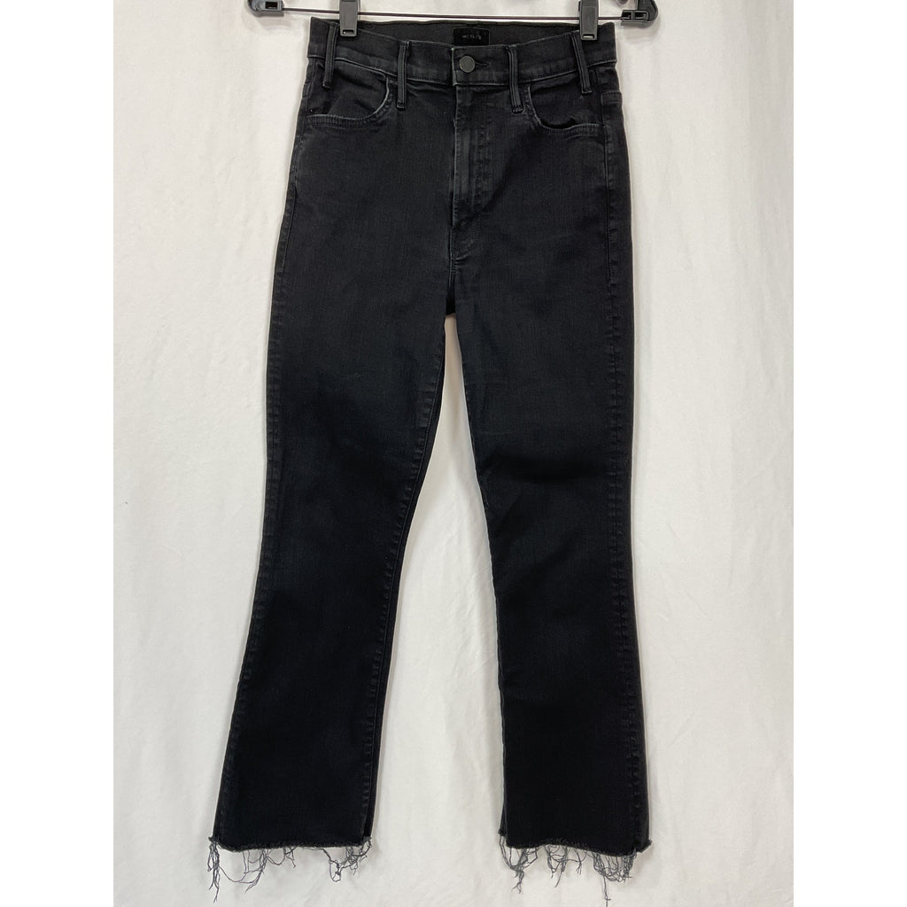 Mother The 'Lil' Black Cotton Hustler Ankle Fray Denim Jean Size 26