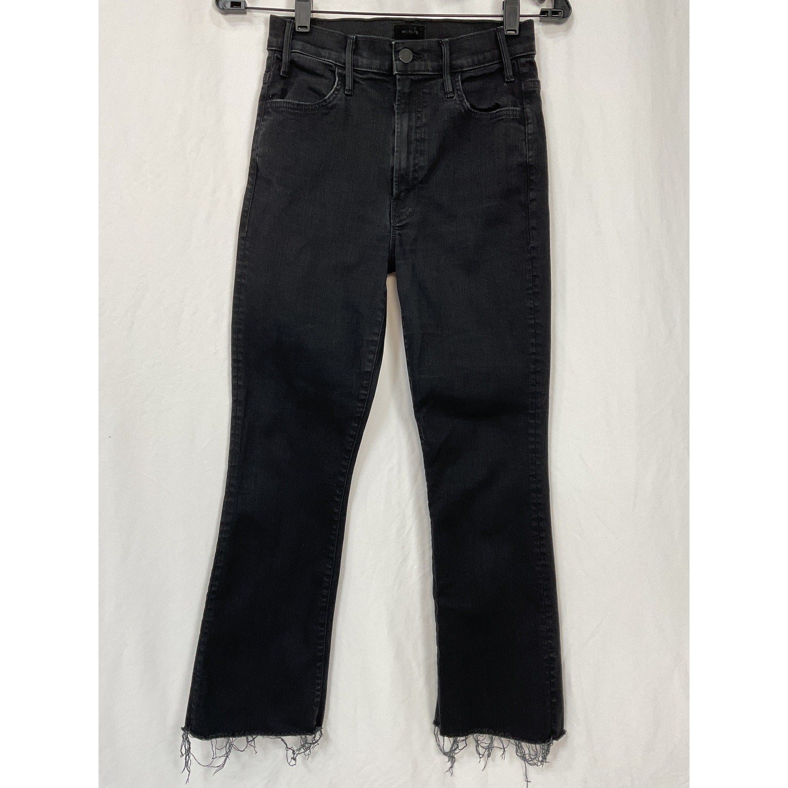 Mother The 'Lil' Black Cotton Hustler Ankle Fray Denim Jean Size 26