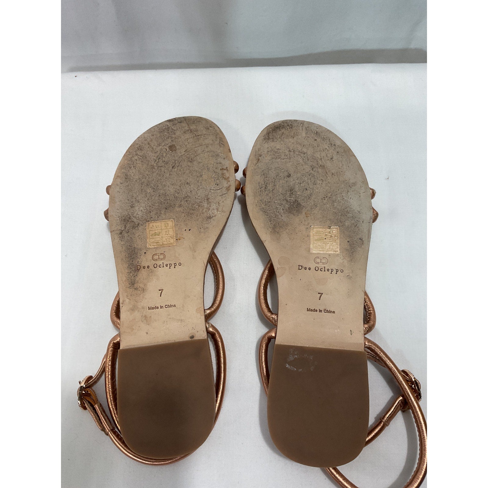 Dee Ocleppo 'Barbados' Gold Leather Sandals Size 7