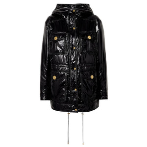 Balmain Glossy Hooded Puffer Jacket Size 42 FR / 10 US