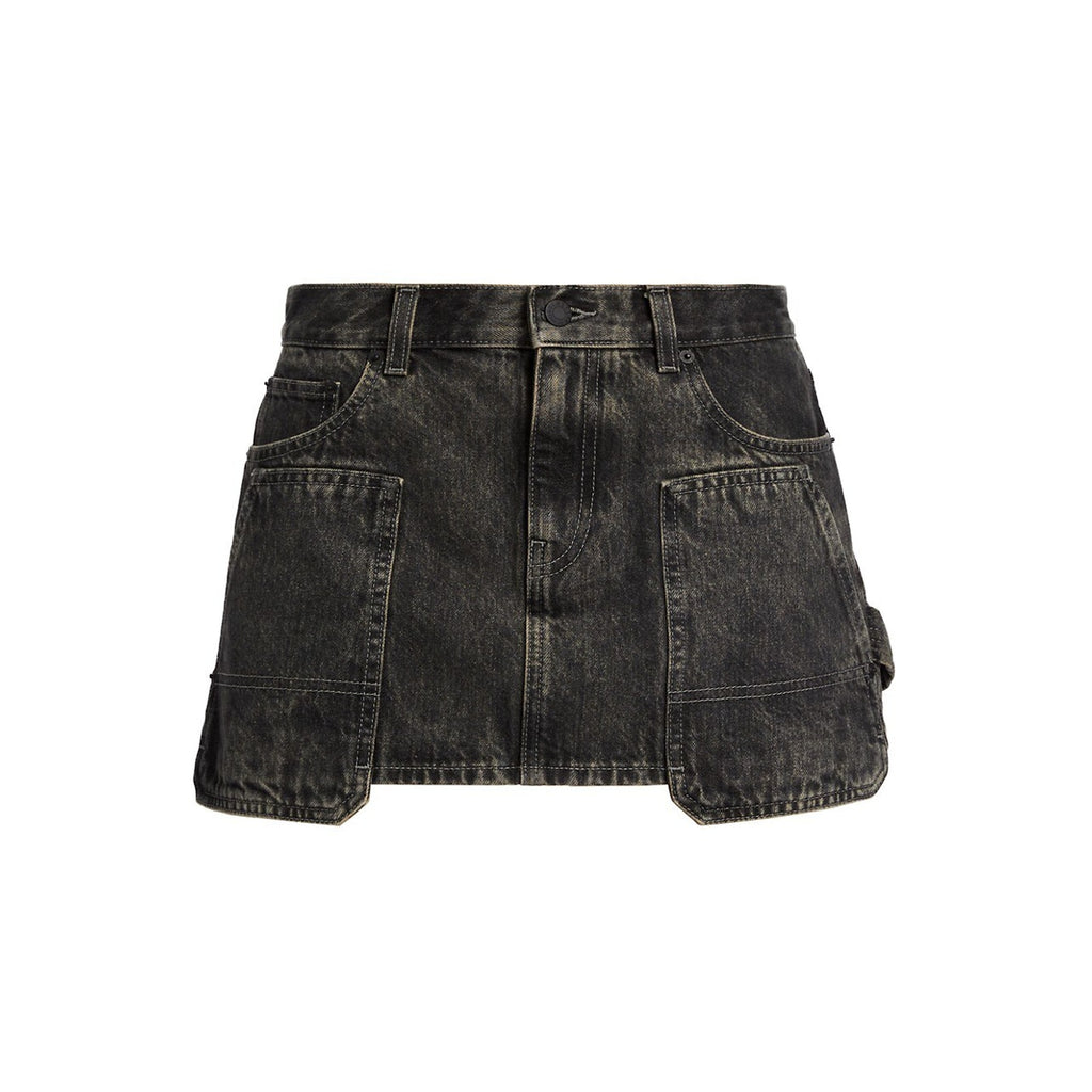 Helmut Lang 'Carpenter' Black Cotton Denim Micro-Mini Skirt Size 26