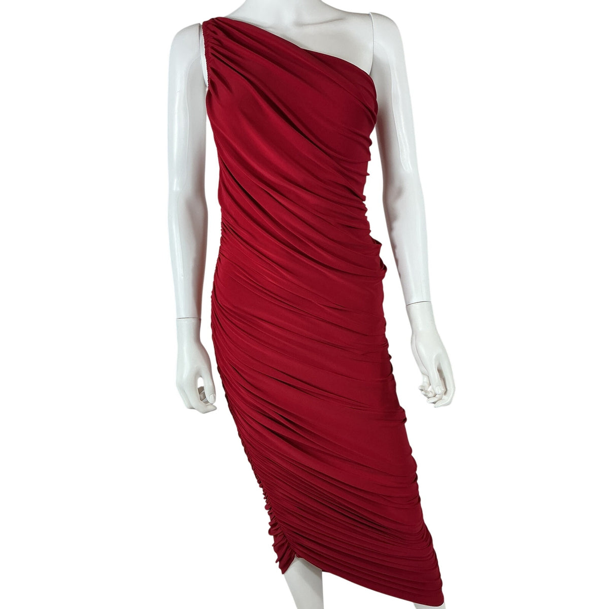 Norma Kamali Ruched Red Diana Dress Size XS