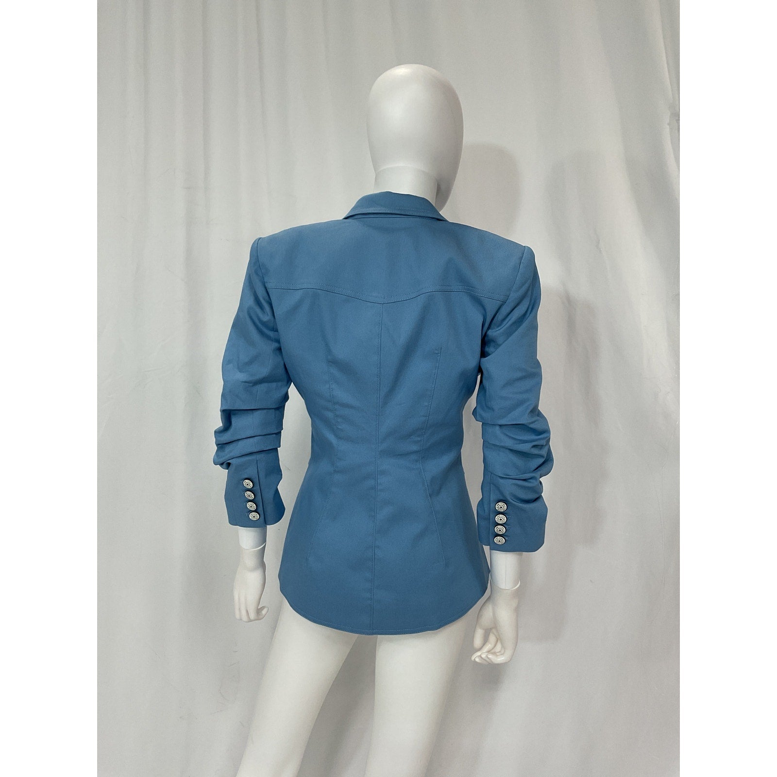 Cinq A Sept 'Louisa' Blue Padded Shoulders Jacket Size 2