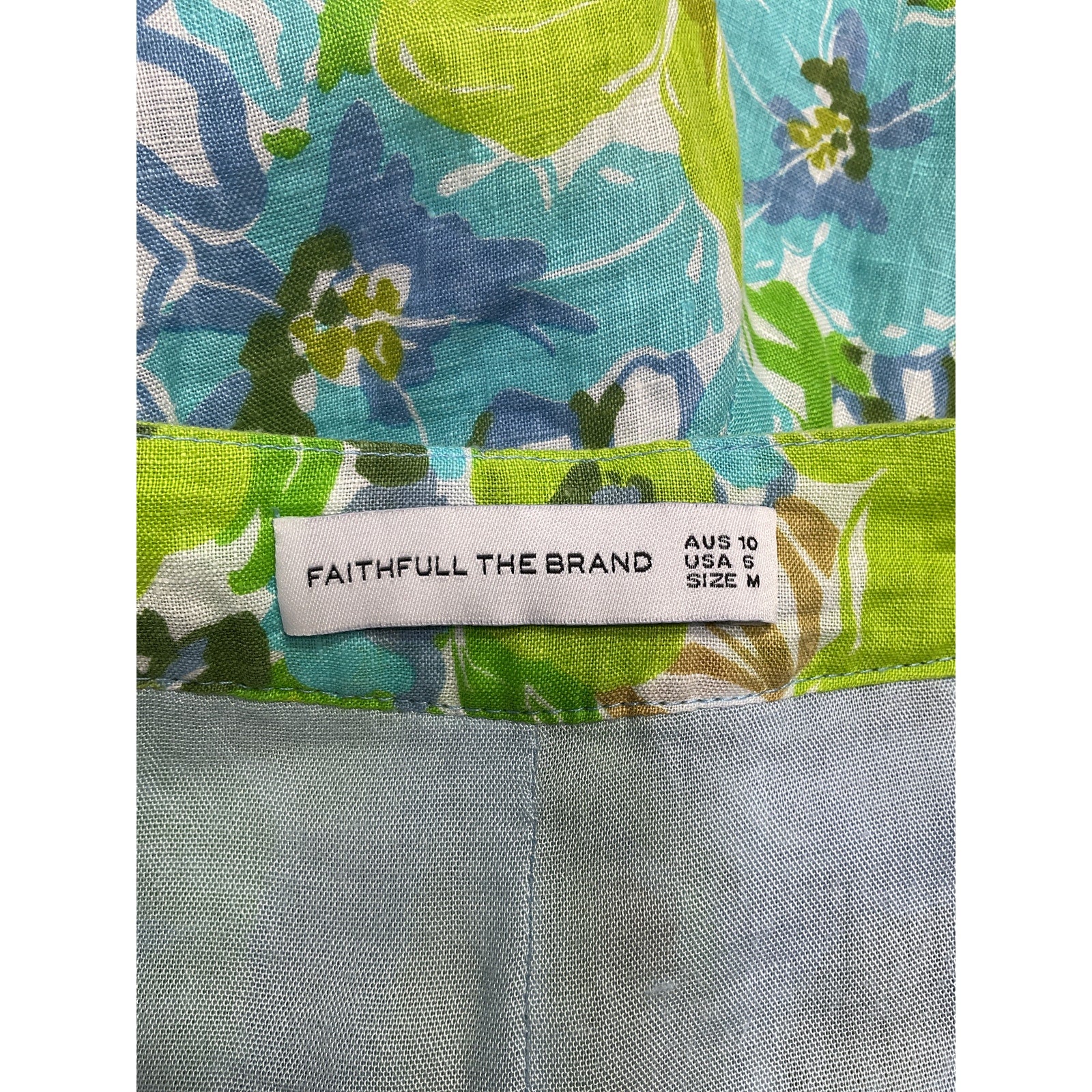 Faithfull The Brand 'Sa Sommas' Green Linen Skort Size M