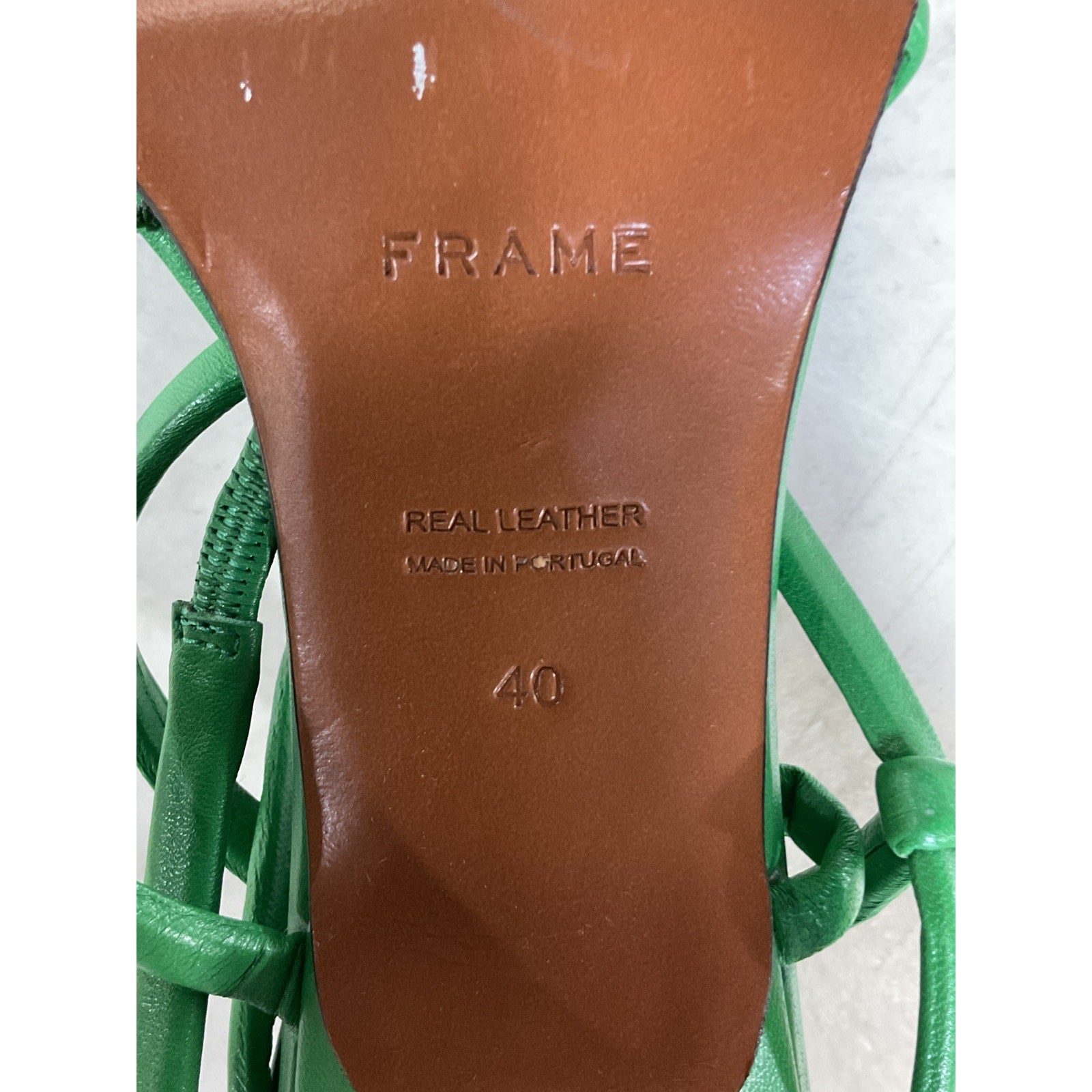 Frame 'Le' Green Leather Addison Sandal Size 10