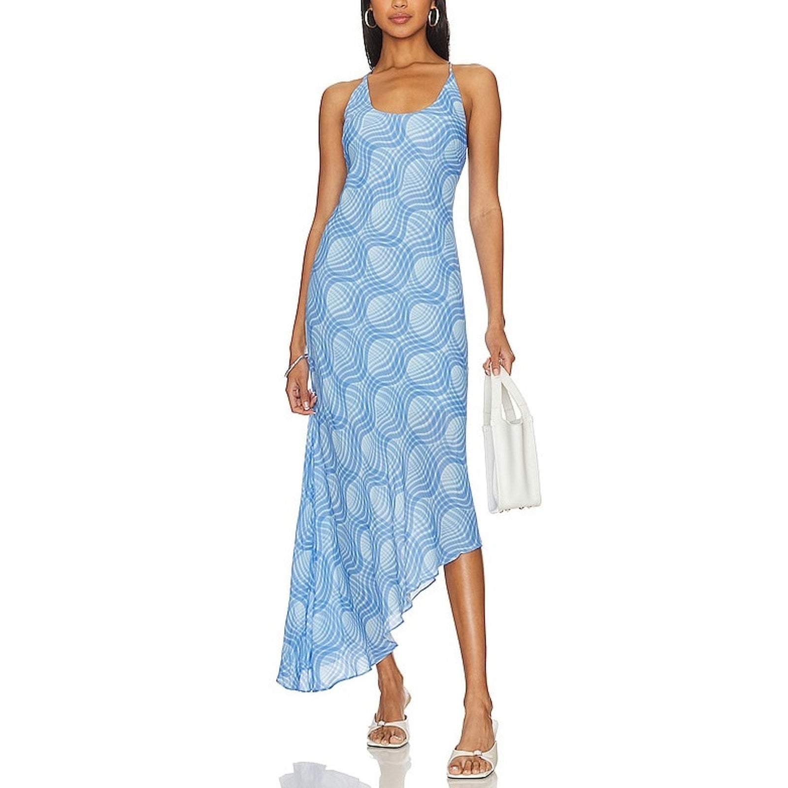 L'Academie 'Sigrid' Blue Viscose Midi Dress Size XS