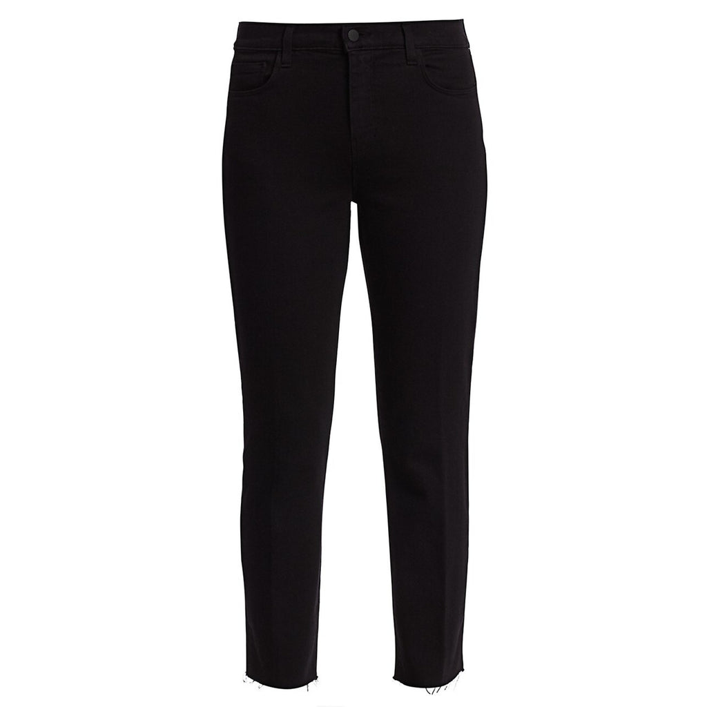 L'Agence 'Sada' Black Cotton High-Rise Crop Slim Straight Jeans Size 26