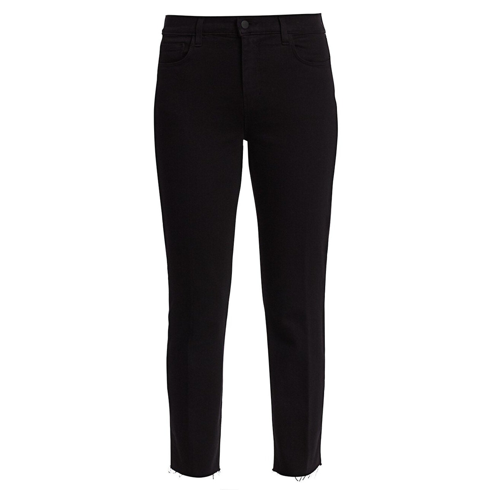 L'Agence 'Sada' Black Cotton High-Rise Crop Slim Straight Jeans Size 26