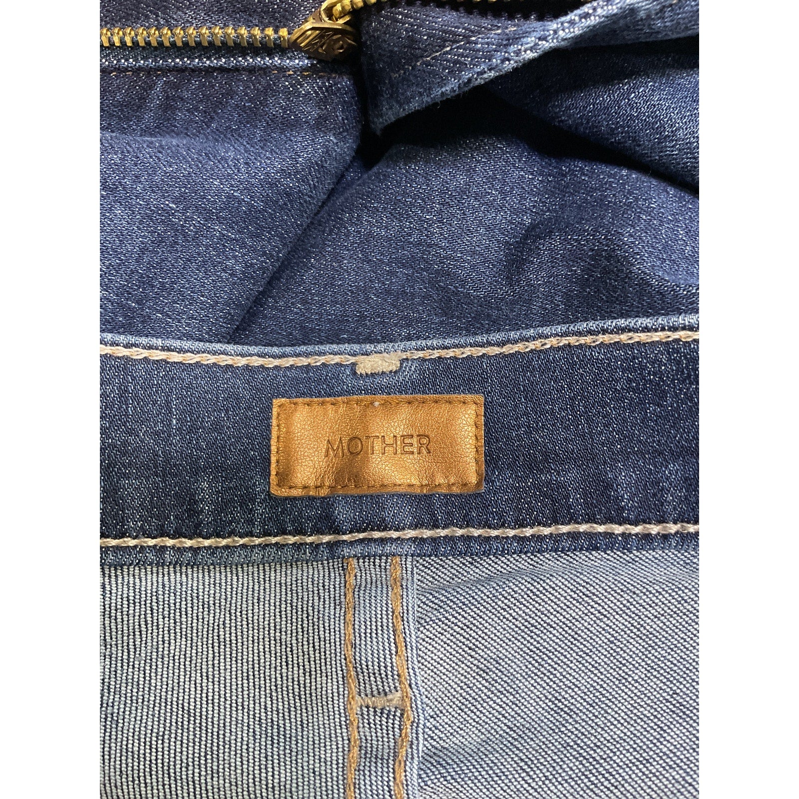 Mother The Insider Crop Blue Cotton Step Fray Jean Size 25