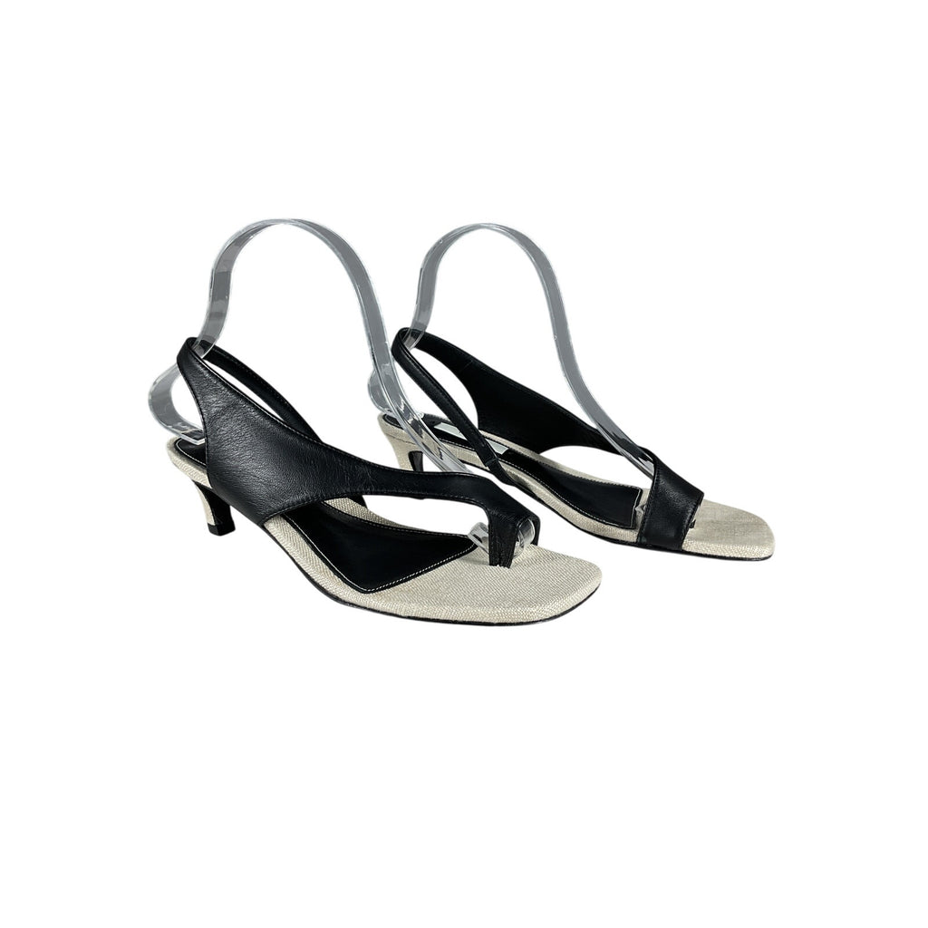 Toteme 40 Black Leather Thong Sandals Size 8