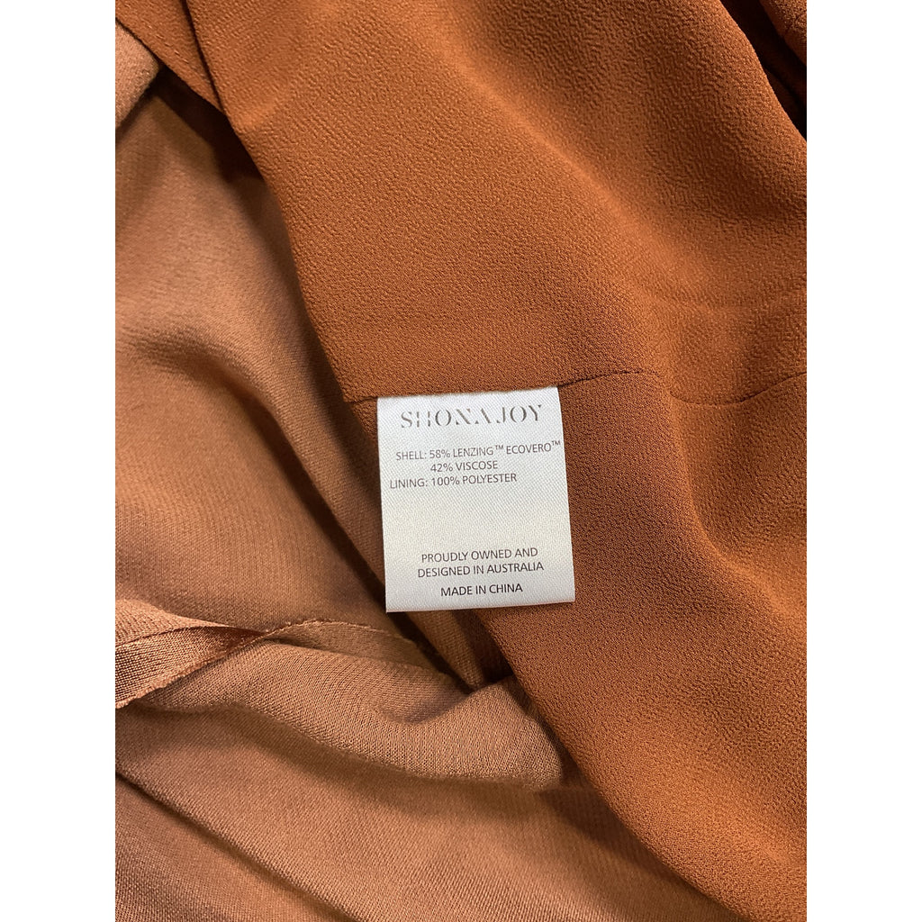 Shona Joy 'Felicity' Brown Long Sleeve Cut Out Front Mini Dress Size 2