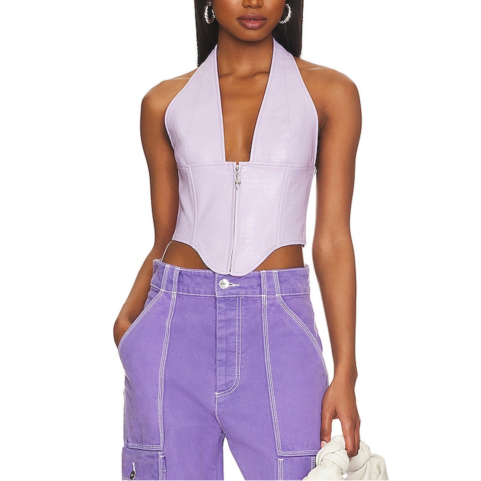 Miaou 'Mara' Purple Polyurethane Corset Top Size M