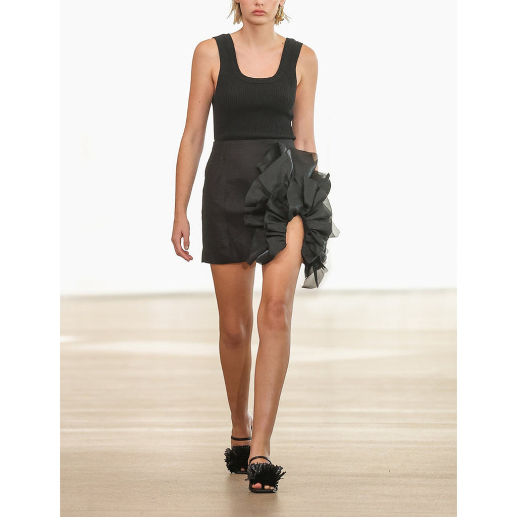 Aje 'Energy' Black Linen Mini Skirt Size 10