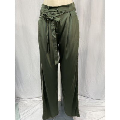 Jonathan Simkhai 'Arlet' Green Silk Pleated Wide-Leg Pant Size 6