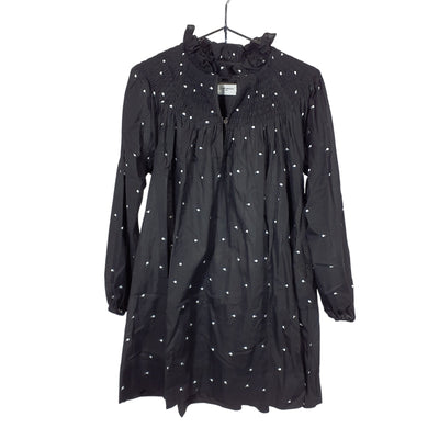 Three Graces London Shirred Swiss Dot Black Antoinette Mini Size 6 US / UK 10 Dress