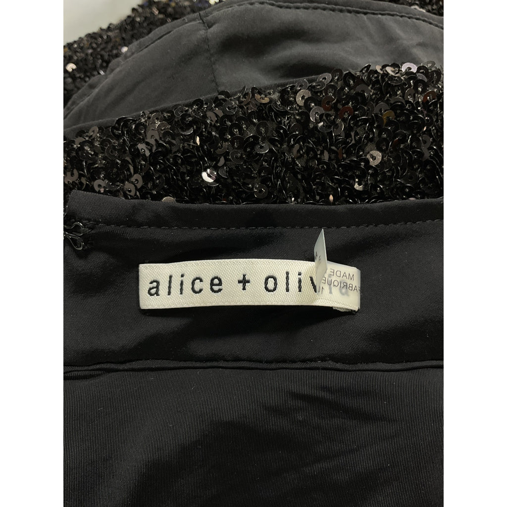 Alice + Olivia 'Hera' Black Sequin Embellished High Rise Shorts Size 10