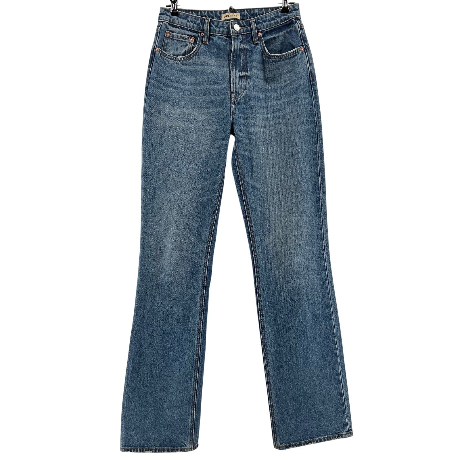 Grlfrnd 'Melanie' Blue Cotton High Rise Boot Cut Size 28