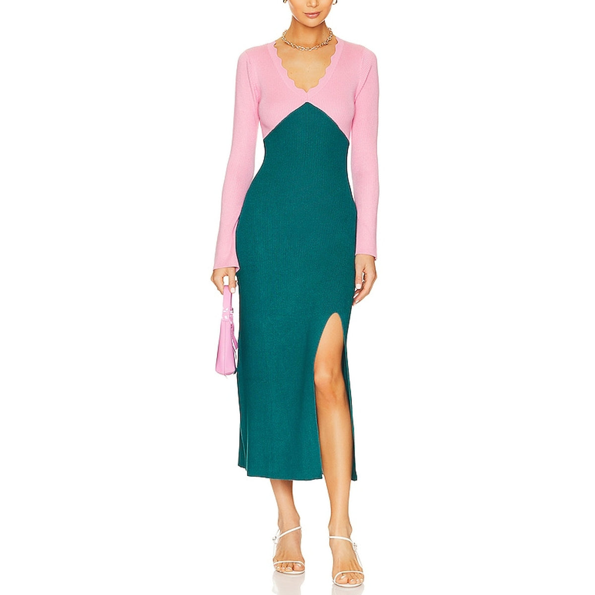 Olivia Rubin Colorblock Aquamarine And Rose Reese Dress Size S