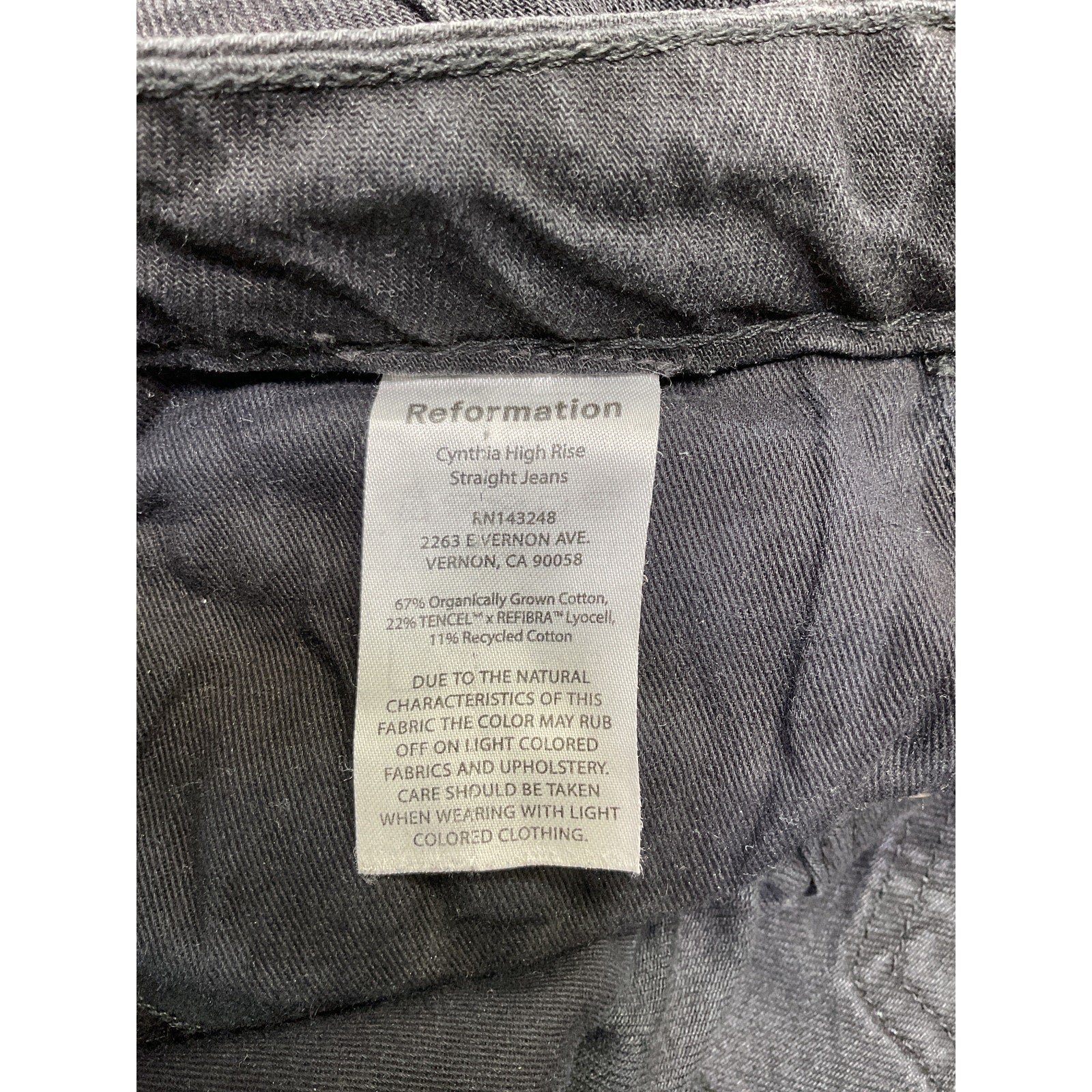 Reformation 'Cynthia Patch' Black High Rise Straight Denim Jeans Size 27