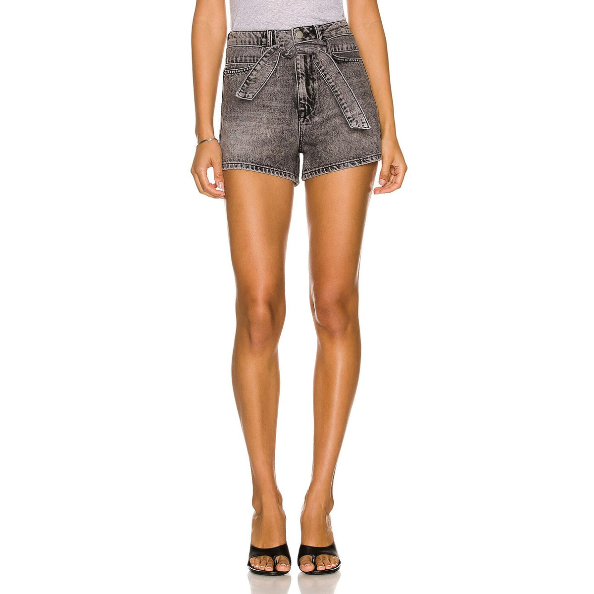 Marissa Webb 'Banks' Black Paper Bag Denim Boyfriend Short Size 25