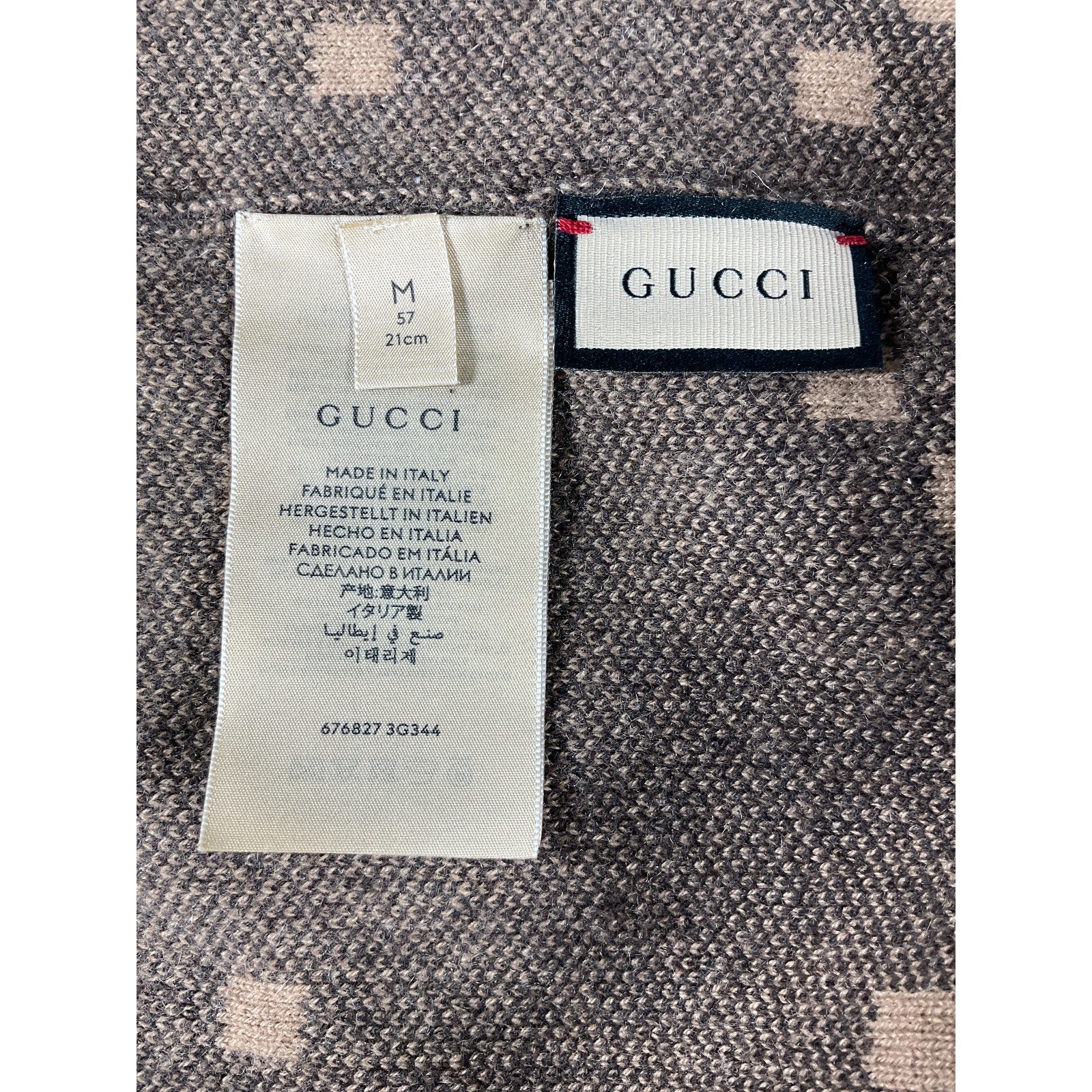 Gucci 'Gg' Brown Cashmere Hat Size M