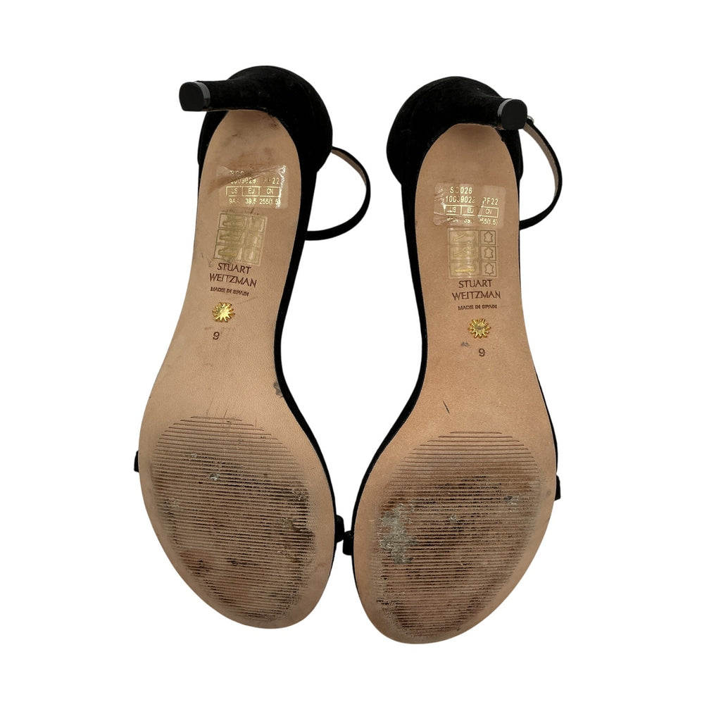 Stuart Weitzman 'Nudist' Black Suede Sw Bow 75 Sandal Size 9