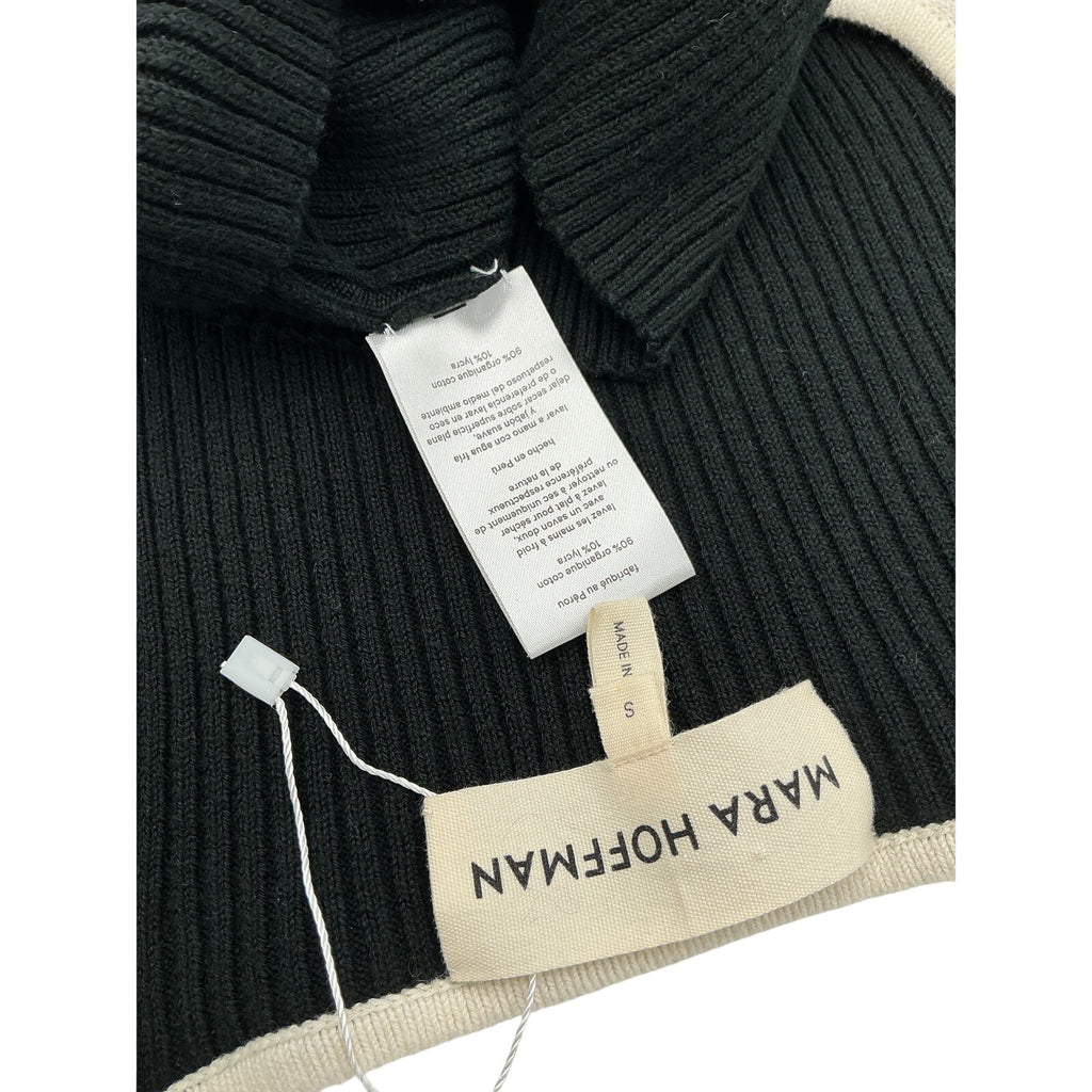 Mara Hoffman + Net Sustain 'Naida' Black Ribbed Stretch Organic Cotton-Blend Sweater Size S