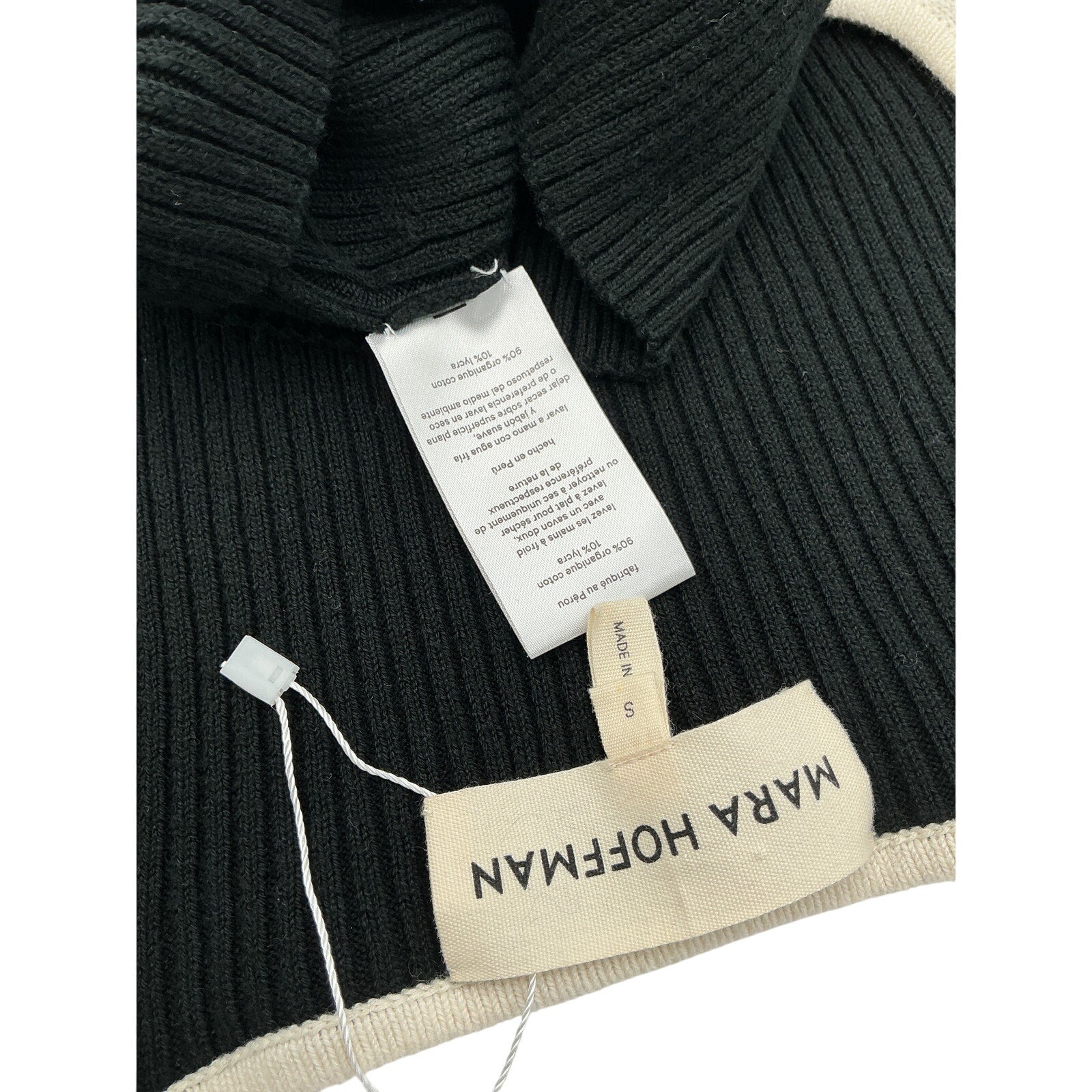 Mara Hoffman + Net Sustain 'Naida' Black Ribbed Stretch Organic Cotton-Blend Sweater Size S