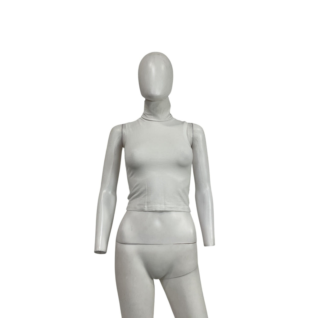 Helsa Jersey Cropped Turtleneck White Cotton Tank Top Size S